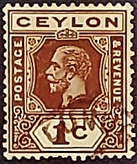 Почтовая марка (1 c.). "Король Георг V". 1927 год, Цейлон. Почтовая марка (1 c.). "Король Георг V". 1927 год, Цейлон.