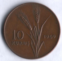 10 курушей. 1969 год, Турция.