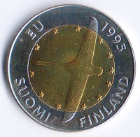 Монета 10 марок. 1995 год, Финляндия. Европейский Союз.