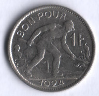 Монета 1 франк. 1924 год, Люксембург.