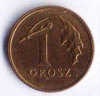 Монета 1 грош. 2013 год, Польша.