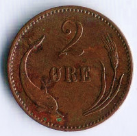 Монета 2 эре. 1897(VBP) год, Дания.