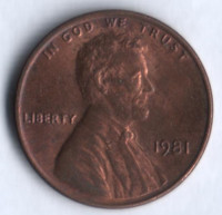 1 цент. 1981 год, США.