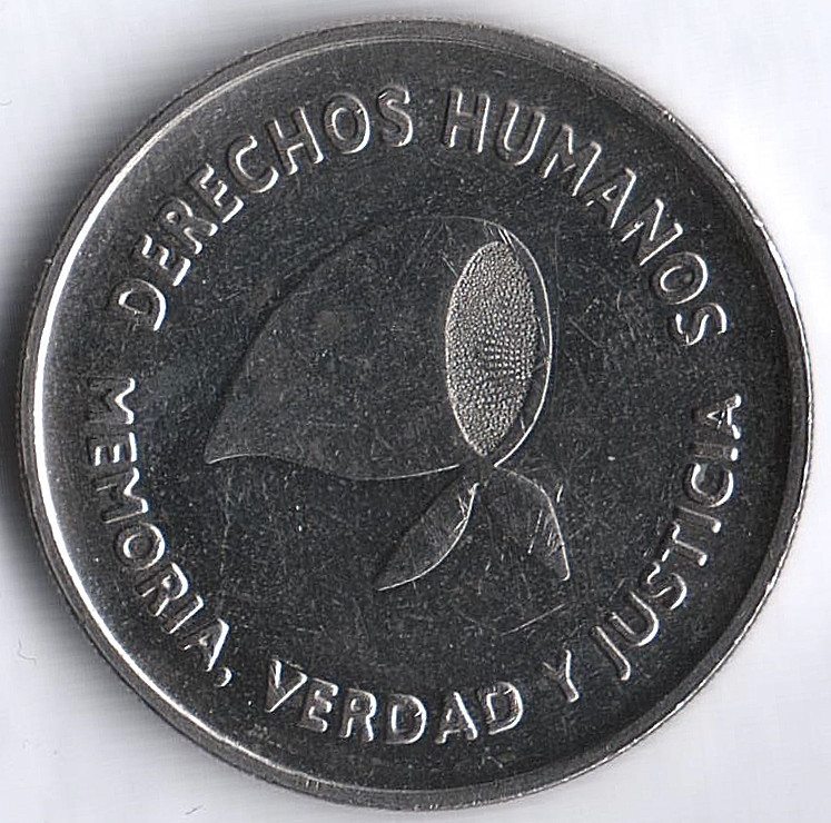 Монета 2 песо. 2006 год, Аргентина. Декларация "Права человека".