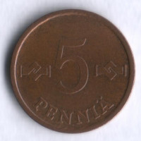 5 пенни. 1968 год, Финляндия.