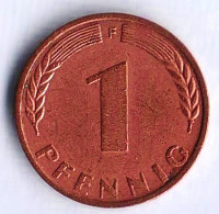 Монета 1 пфенниг. 1970(F) год, ФРГ.