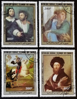Набор почтовых марок (4 шт.). "Картины Рафаэля (1483-1520)". 1983 год, Коморские острова.