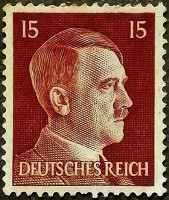 Марка почтовая (15 rpf.). "Адольф Гитлер". 1941 год, Германский рейх.
