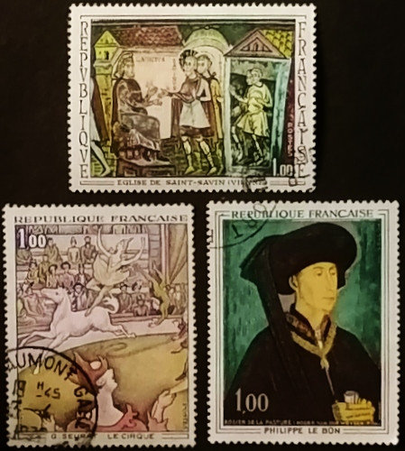 Набор почтовых марок  (3 шт.). "Картины 1969 года". 1969 год, Франция.