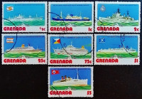 Набор почтовых марок (7 шт.). "Корабли". 1976 год, Гренада.