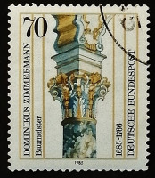Почтовая марка. "300 лет со дня рождения архитектора Доминикуса Циммерманна (1685-1766)". 1985 год, ФРГ.
