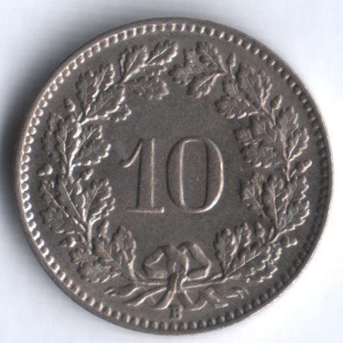 10 раппенов. 1952 год, Швейцария.