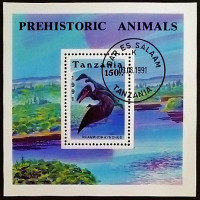 Мини-блок. "Доисторические животные". 1991 год, Танзания.