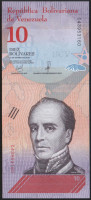 Банкнота 10 боливаров. 2018 год, Венесуэла.
