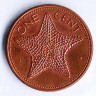 Монета 1 цент. 1995 год, Багамские острова.