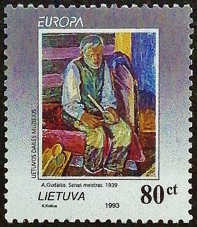 Марка почтовая. «Старый Мастер», Антанас Гудайтис. 1993 год, Литва.