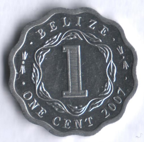 Монета 1 цент. 2007 год, Белиз.