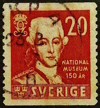 Почтовая марка (20 ör.). "Король Густав III". 1942 год, Швеция.