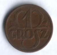 Монета 1 грош. 1938 год, Польша.