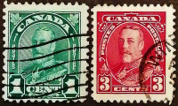 Набор марок (2 шт.). "Король Георг V (последний выпуск)". 1935 год, Канада.