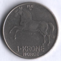 Монета 1 крона. 1971 год, Норвегия.