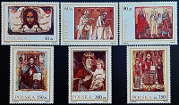 Набор марок (6 шт.). "Иконы из музея в Ланьцуте". 1989 год, Польша.