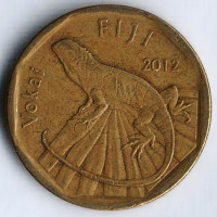 Монета 1 доллар. 2012 год, Фиджи. Полосатая фиджийская игуана.
