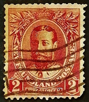 Почтовая марка. "Король Георг V". 1916 год, Ньюфаунленд.