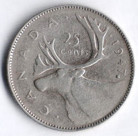Монета 25 центов. 1947 год, Канада.