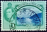 Почтовая марка (1 c.). "Король Георг VI и пейзажи". 1938 год, Тринидад и Тобаго. Почтовая марка (1 c.). "Король Георг VI и пейзажи". 1938 год, Тринидад и Тобаго.