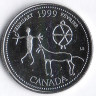 Монета 25 центов. 1999 год, Канада. Миллениум. Февраль - Наскальные рисунки.