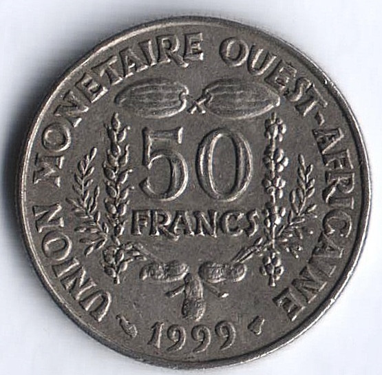 Монета 50 франков. 1999 год, Западно-Африканские Штаты.
