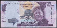 Банкнота 20 квача. 2016 год, Малави.