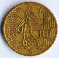 Монета 50 центов. 2001 год, Франция.