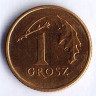Монета 1 грош. 2014 год, Польша.