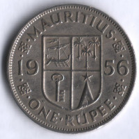 Монета 1 рупия. 1956 год, Маврикий.