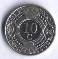 Монета 10 центов. 1993 год, Нидерландские Антильские острова.