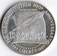Монета 1 доллар. 1987(S) год, США. 200 лет Конституции.