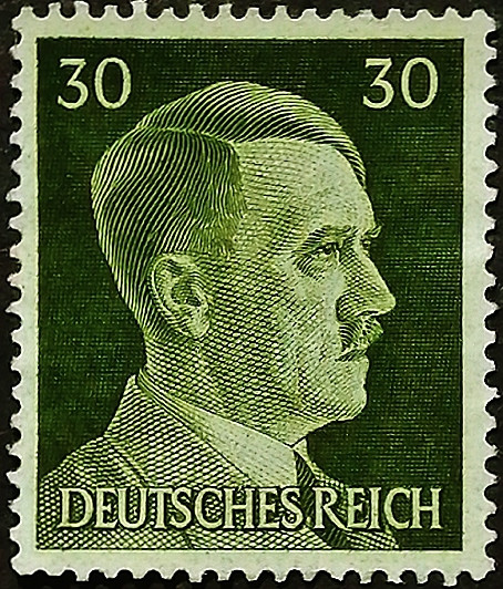 Марка почтовая (30 rpf.). "Адольф Гитлер". 1941 год, Германский рейх.
