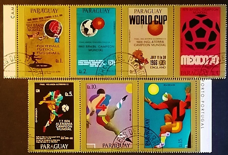 Сцепка почтовых марок. "Чемпионат мира по футболу 1978 - Аргентина". 1977 год, Парагвай. 