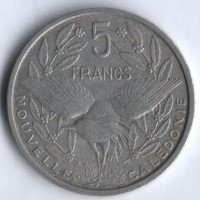 Монета 5 франков. 1952 год, Новая Каледония.
