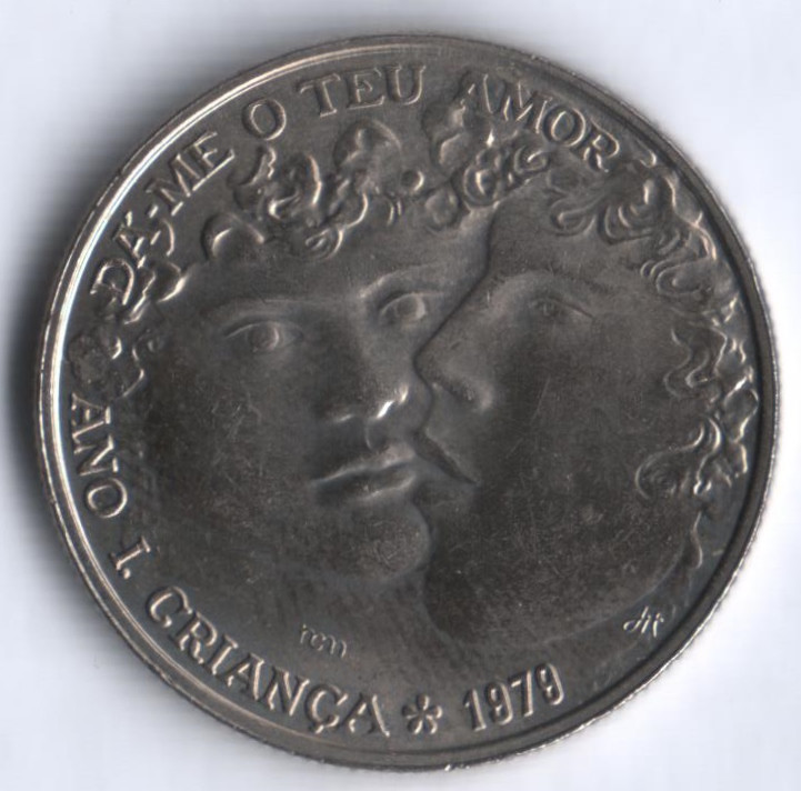 Монета 25 эскудо. 1979 год, Португалия. Международный год детей.