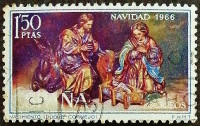 Почтовая марка. "Рождество-1966". 1966 год, Испания.