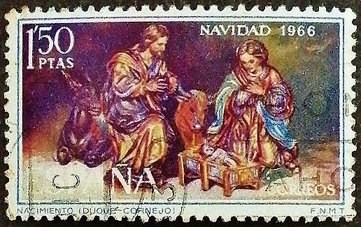 Почтовая марка. "Рождество-1966". 1966 год, Испания.