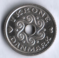 Монета 1 крона. 2005 год, Дания.
