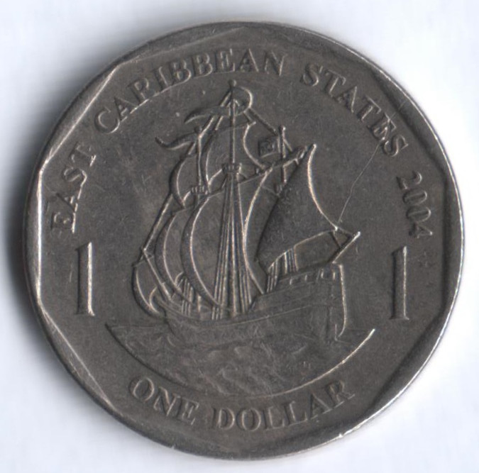 Монета 1 доллар. 2004 год, Восточно-Карибские государства.