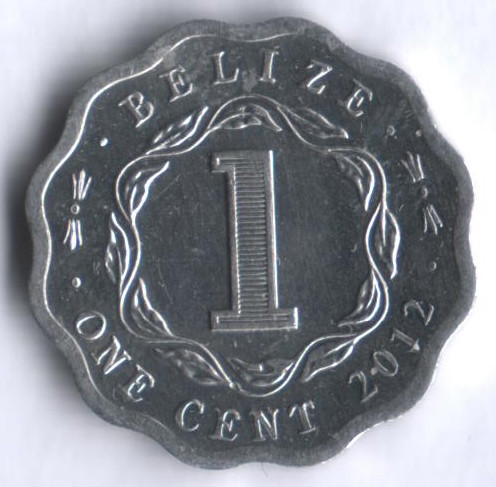Монета 1 цент. 2012 год, Белиз.