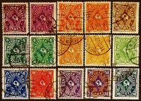 Набор почтовых марок (15 шт.). "Почтовый рожок". 1921-1923 годы, Германский Рейх.