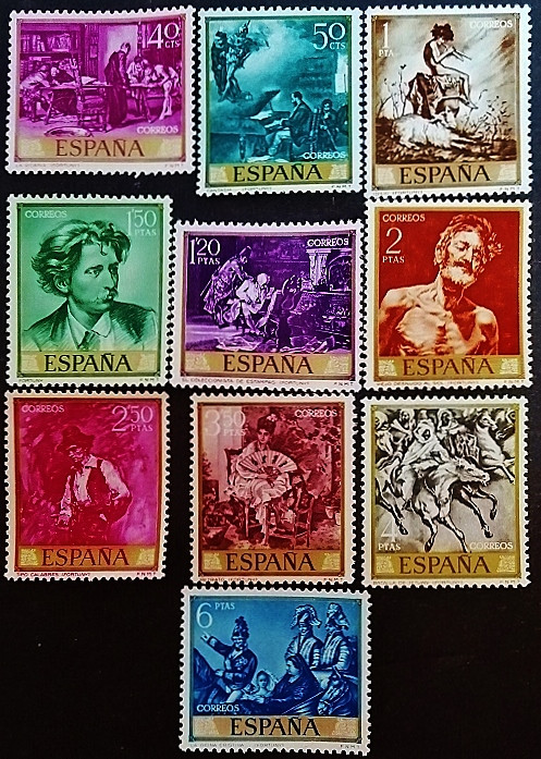 Набор марок (10 шт.). "Художники - Мариано Фортуни". 1968 год, Испания.