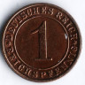 Монета 1 рейхспфенниг. 1935 год (E), Веймарская республика.
